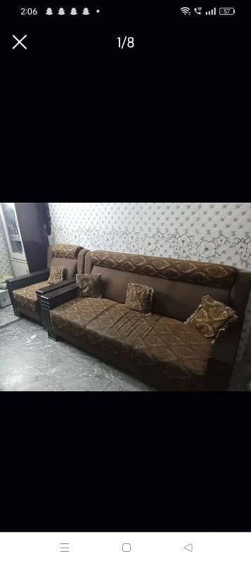 7 seater sofa with strong wood . dining table with akhrot wood. cofee t 6