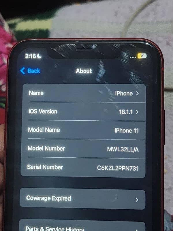 I phone 11 Non pta  256 Gb red colour 8