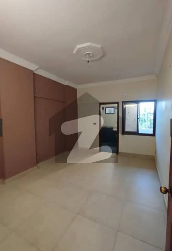 flat for sale in Main Maskan Chowrangi Gulshan-e-Iqbal, Karachi! With 3 bedrooms, drawing, spacious lounge, American kitchen, modern tile flooring, west open corner, and boundary wall project. 9