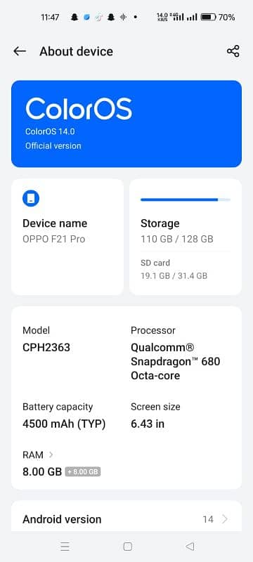 Oppo F21 pro 0