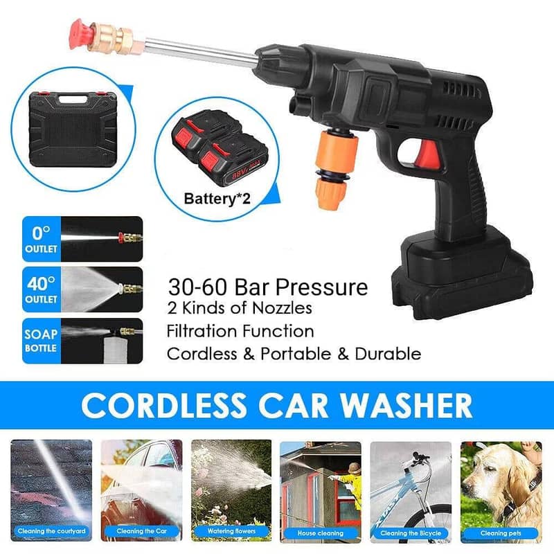 Automatic Cordless Wireless Car Wash High Pressure Double betry Gun 1