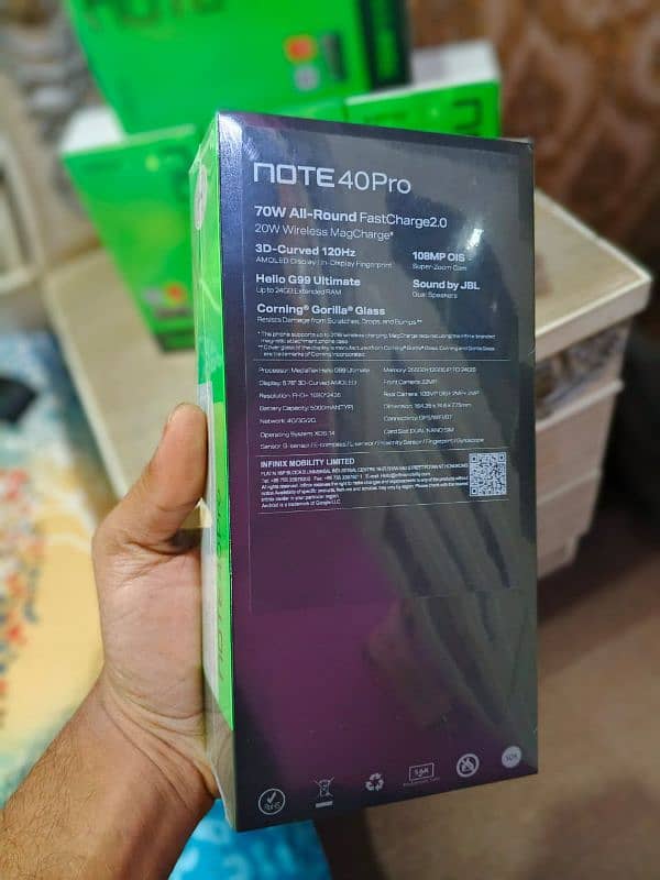 Infinix note 40 pro 12/256 Box pack 1 Year worantyy contct 03452502539 3