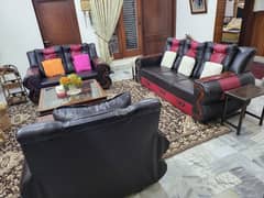 6 seater leather sofa set