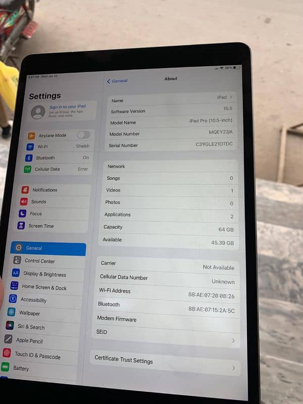 Ipad pro 10.5 64gb 12