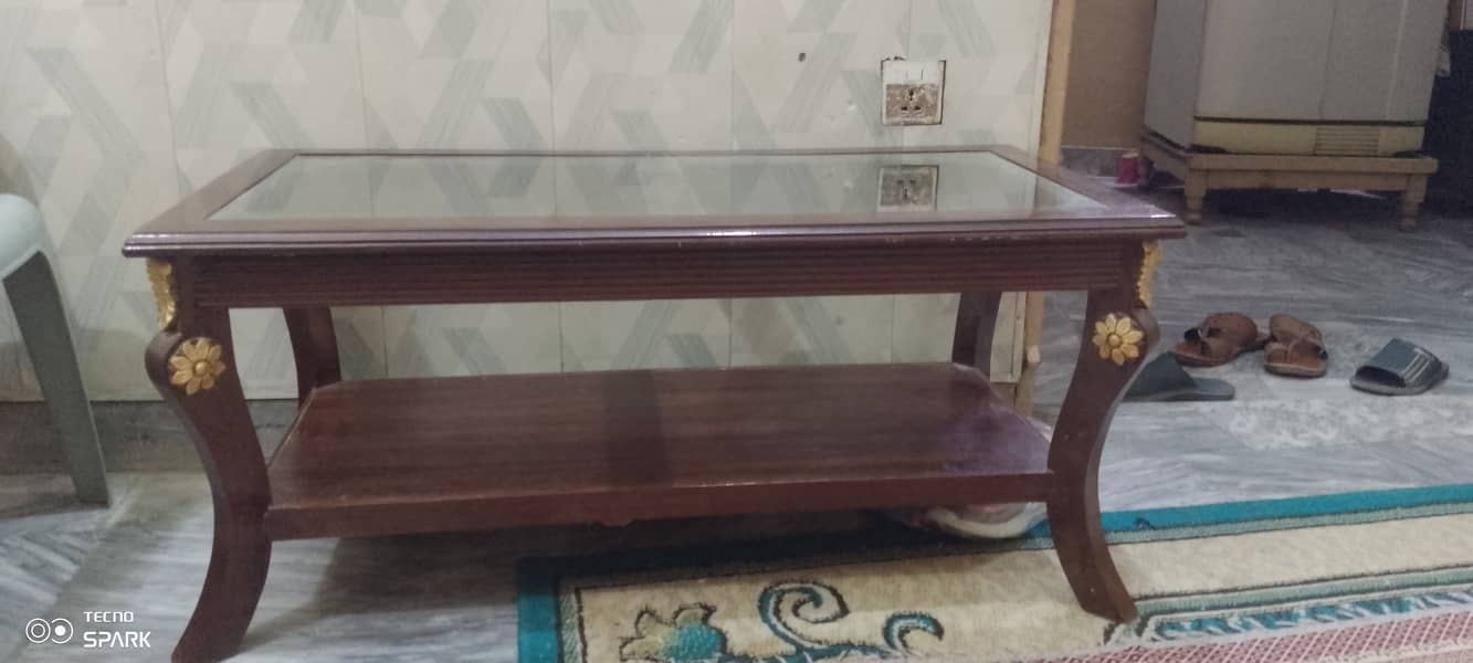 3 tables chinyoti wood with glass top 2