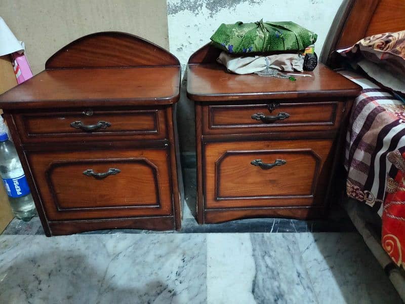 solid wood Bed with side tables, dressing table and showcase 1