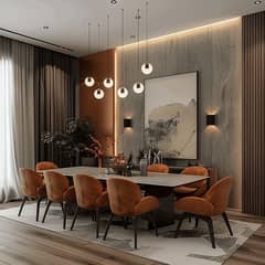 tables / dinning tables / wooden dinning table with luxury chairs