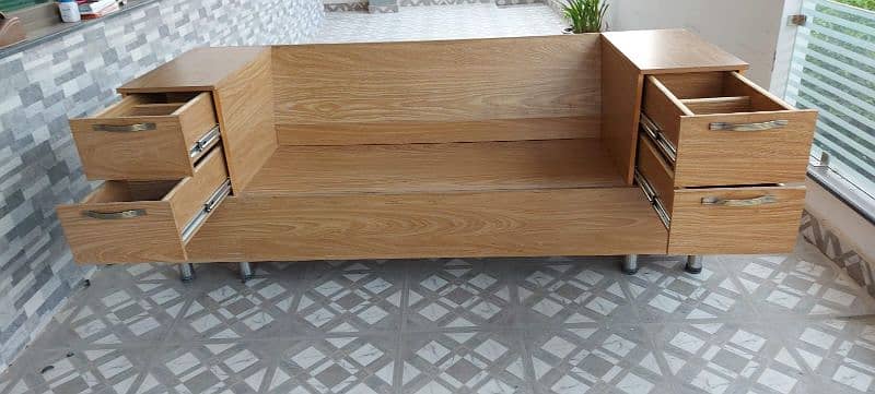 Wooden Bench Couch with drawers. 1