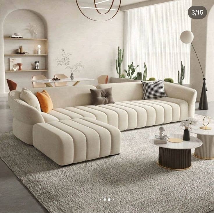 sofa set / L shape sofa set / 5 seater sofa set / wooden sofa set 3