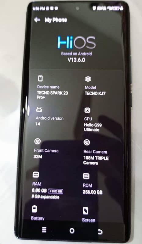 Techno Spark 20 Pro Plus 8GB/ 256Gb Edge Display 6