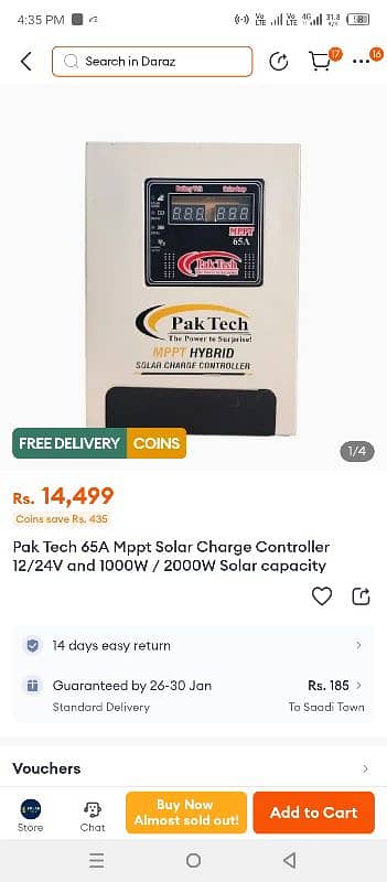 pak tech 65A  MPPT  solar charger controler  12/24 volt 5