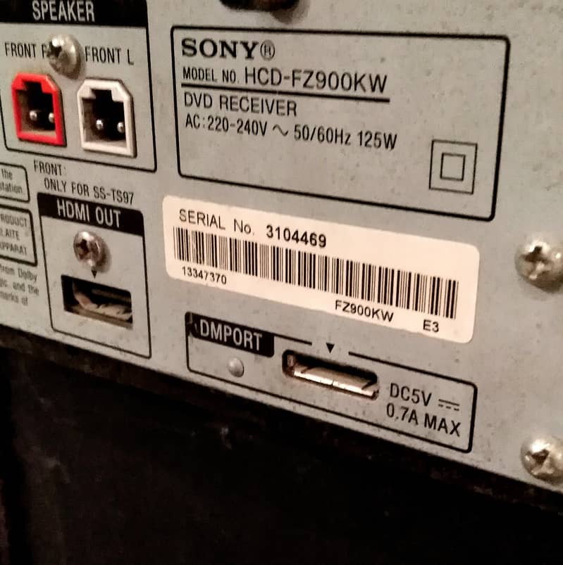 Sony Home Theater FZ900KW Surround 1000Watts (push power protect error 1