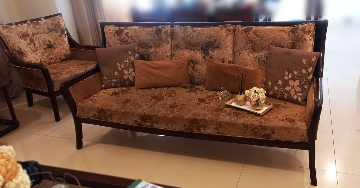 7 Seater Sofa/5 Tables Set/Dark Brown Sheeshum Wood 3