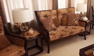 7 Seater Sofa/5 Tables Set/Dark Brown Sheeshum Wood