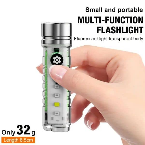 Torch Transparent LED Flashlight with Pen Clip and Magnet 3