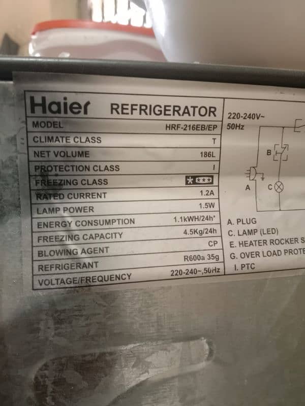 Model: HAIER HRF 216 EB REFRIGERATOR 1