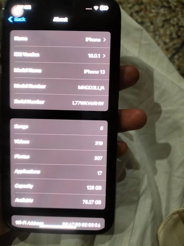 iPhone 13jv 4month sim working ma ha 128 gb condition 9/10 4