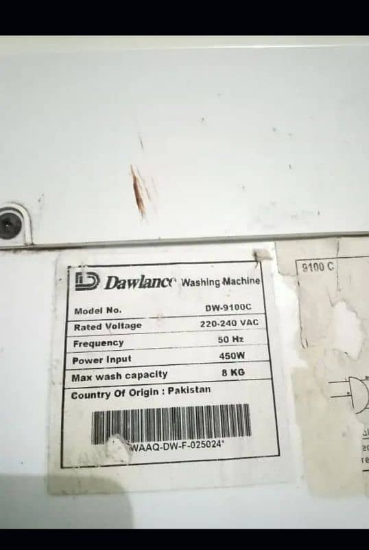 Dawlance DW-9100C Washing Machine in Very Good Condition 3