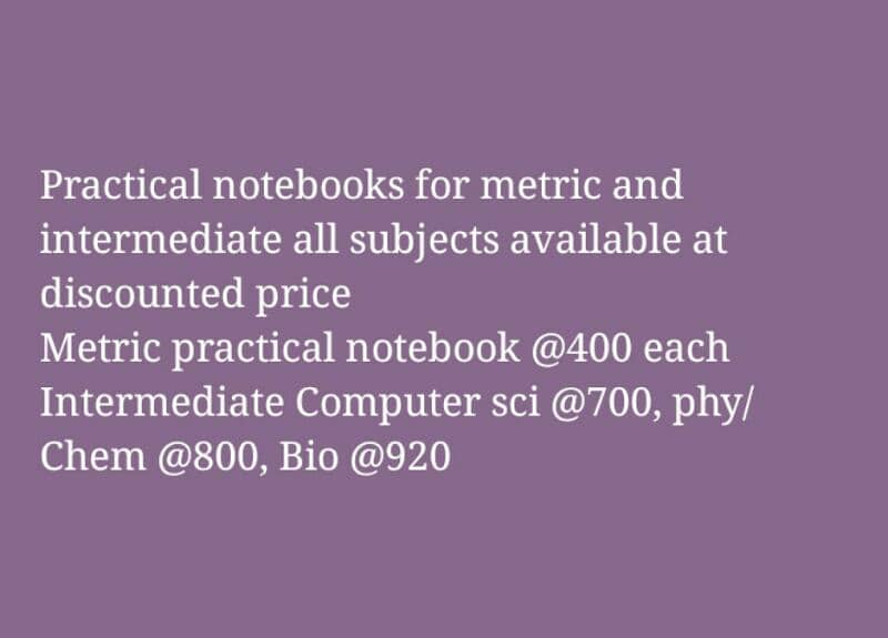 Practical notebooks for metric and intermediate english / urdu medium 4