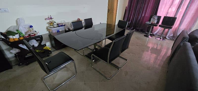 glass top extandable dining table with 6 chairs 5