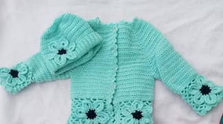 Crochet Baby Set کروشیہ کے ہاتھ سے بنے بچیوں کے سیٹ