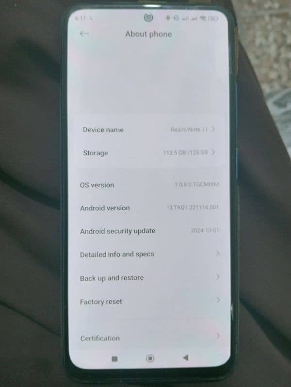 REDMI NOTE 11,  6+2/128 GB, PTA Approved in very Good Condition 0