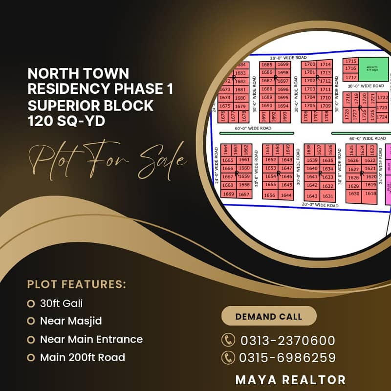 Plot 120 Sq-Yd Superior Block in North Town Residency Phase 1 0