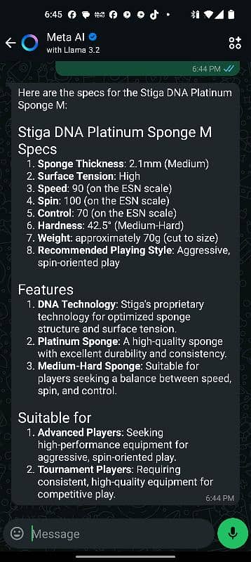 stiga DNA platinum sponge m 1