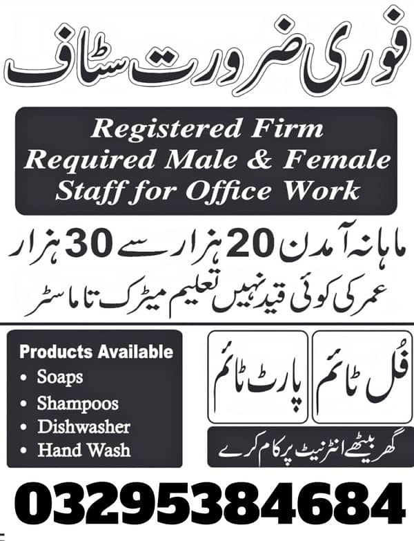 Need staff male,female & student 0