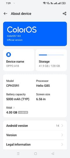 oppo a18 bilkul new jaisa 4 128 Wala 03248183844