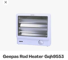 New geepas rod heater Model no. GQH9553P