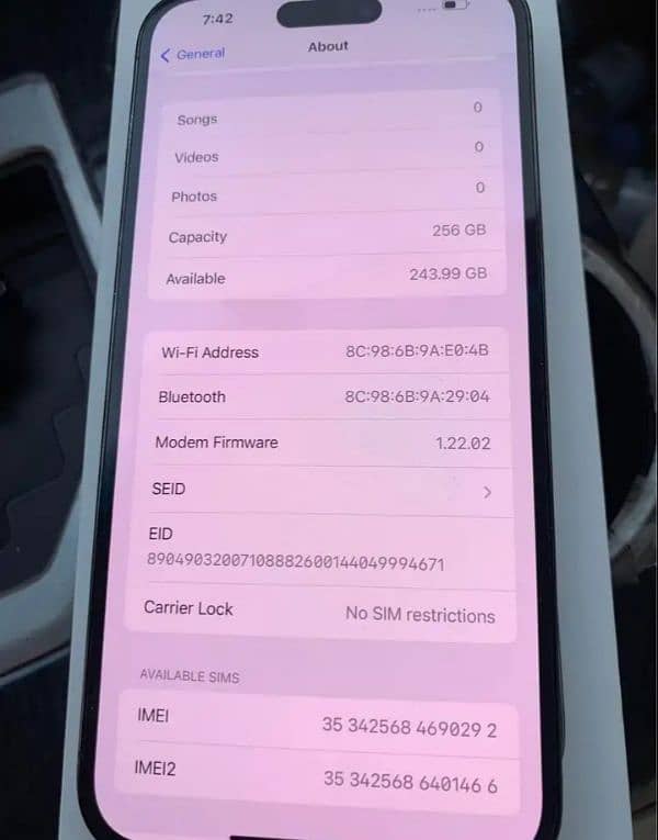 iphone 14 Pro Max 256 GB storage 0319=6049=514 1