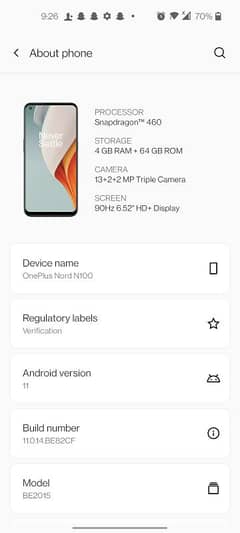 one plus Nord 100 5g 4 gb 64 gb hai