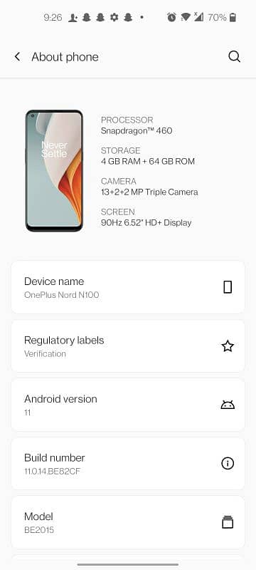 one plus Nord 100 5g 4 gb 64 gb hai 0