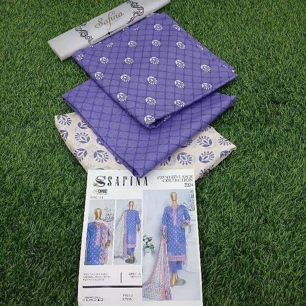 Ladies unstitched clothes by Safina lawn 3pc 1