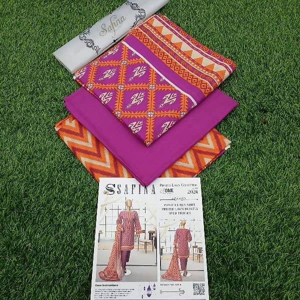 Ladies unstitched clothes by Safina lawn 3pc 2