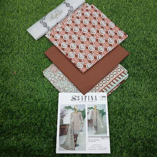 Ladies unstitched clothes by Safina lawn 3pc 3