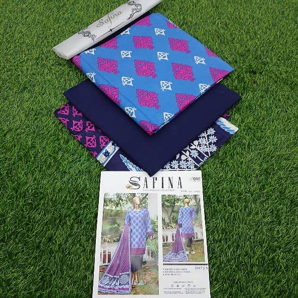 Ladies unstitched clothes by Safina lawn 3pc 4