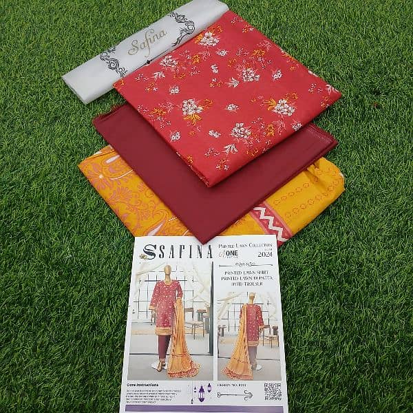 Ladies unstitched clothes by Safina lawn 3pc 5