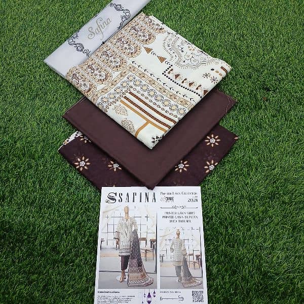 Ladies unstitched clothes by Safina lawn 3pc 6