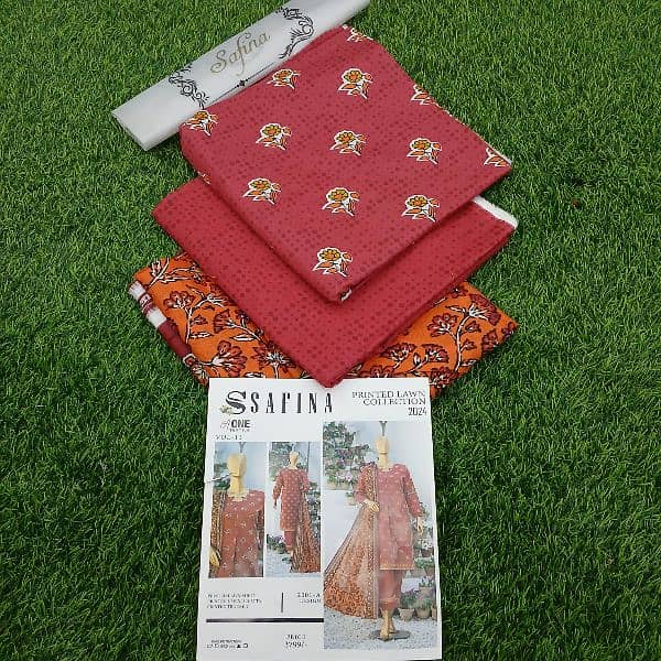 Ladies unstitched clothes by Safina lawn 3pc 9