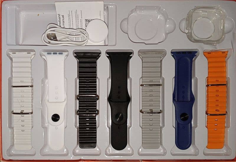 Smart Watchox Kit Without Watch; Seven Color Straps, Case and Charger. 1