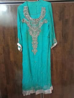 Women's Suit 2 Pcs in Sea Green Color (Chiffon) Medium Size