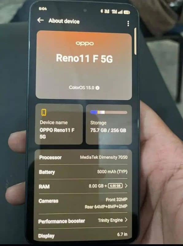 Oppo Reno 11-F (8+8) 256Gb 2 month used 2