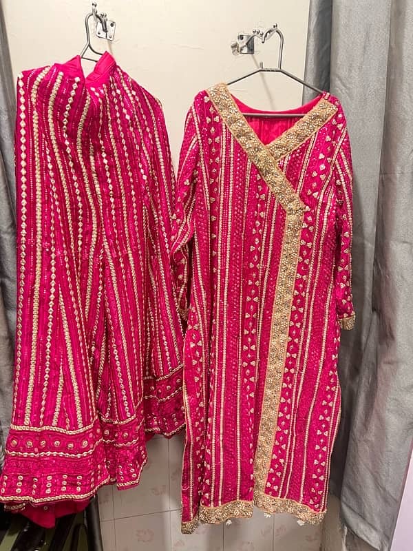 A line shirt with sharara and dupata available in two colors 2