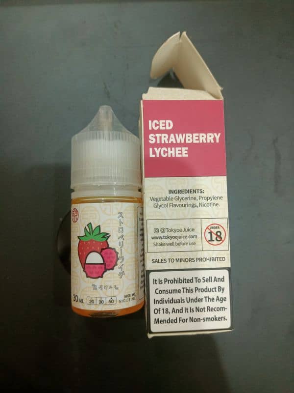 Tokyo 50 mg lychee and strawberry iced 30 ml almost full 3