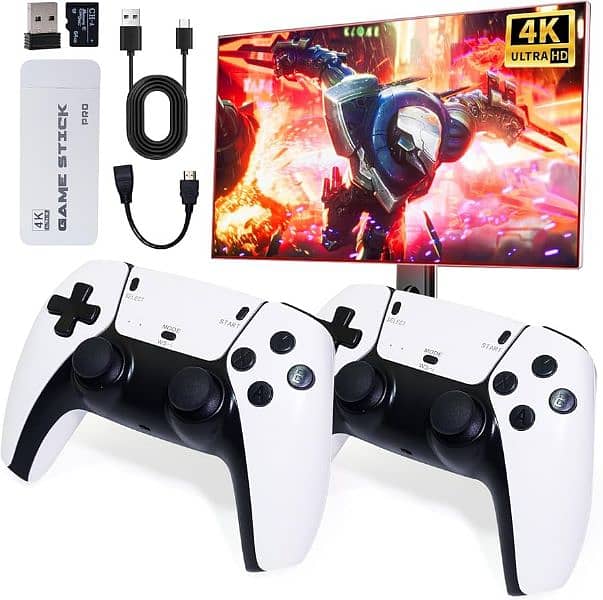 M15 4K PRO GAME STICK 64 GB VIDEO GAME CONSOLE DOUBLE CONTROLLERS 4