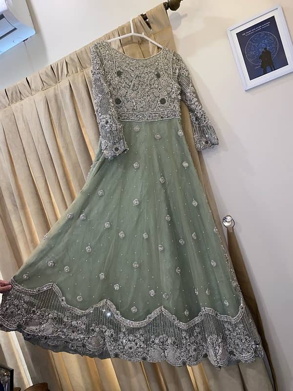 Reception Dress (Light pistachio and silver color) 5