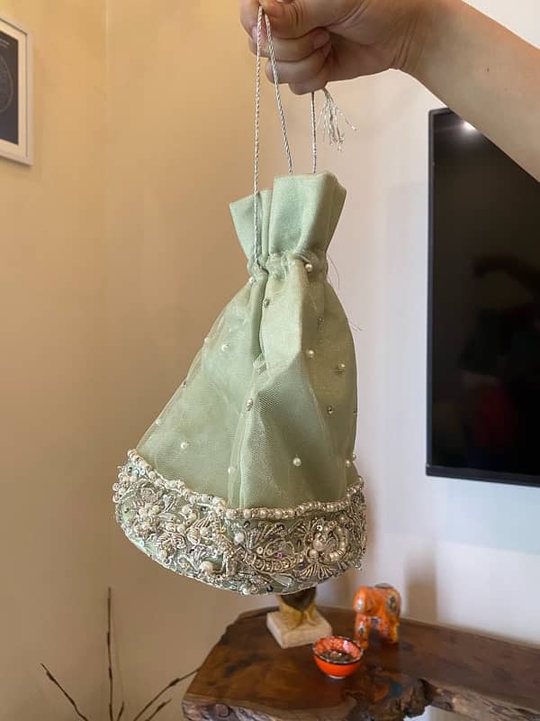 Reception Dress (Light pistachio and silver color) 8