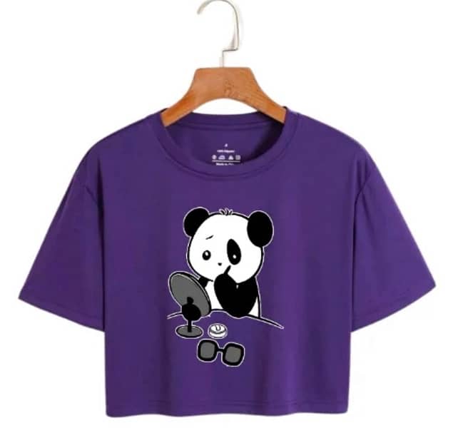 Cutest purple panda crop top !! 0